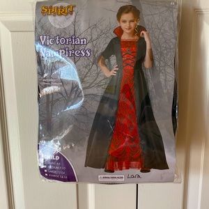 Girls Victorian Vampiress Costume. Has Dress With Collar And Petticoat Used Once